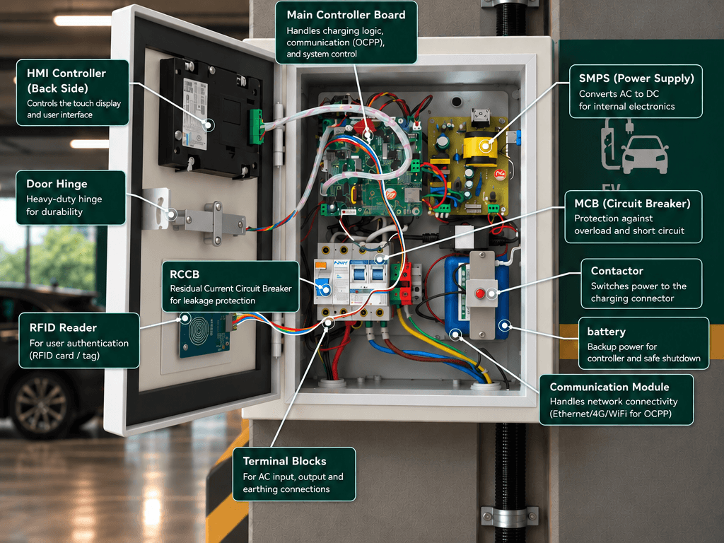 EVIT Charger Interior Blueprint - All Components Labeled with Callouts